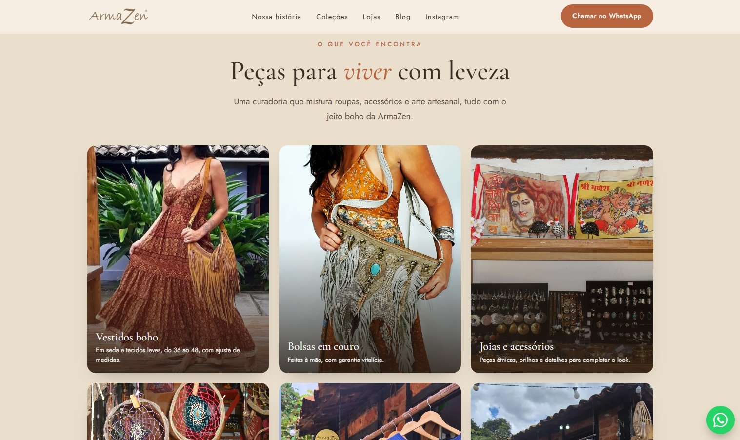 Site da ArmaZen, moda boho feita à mão